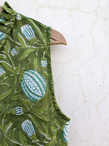 Vestido Largo de Verano de Algodón Puro con Estampado Floral Hecho a Mano, Ecológico, Estilo Bohemio, Inspiración Natural, Sin Mangas, Estilo Indio - Product Image 3