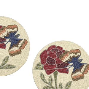 2023 vendeur chaud papillon sur fleur Design Table à manger tapis de luxe perlé caboteur Table napperons perles sous-verre rond - Product Image 1