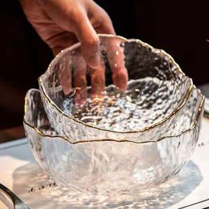 Tazón de vidrio para Chocolate, vajilla para restaurante, decoración, frutero, hecho a mano, Color dorado, tazón de postre de vidrio transparente - Product Image 1