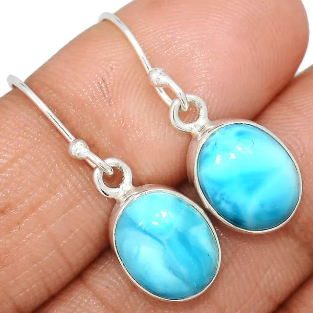 Venta al por mayor Nuevos productos 18K Oro Rosa Azul y cielo Natural Larimar Joyería unisex Joyería de moda Pendientes