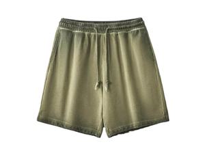 Nouveau short délavé à l'acide pour homme, coupe droite avec cordon de serrage, personnalisable, pour la gym, l'extérieur, en coton ample et décontracté pour l'été - Product Image 5