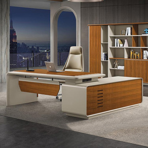 Modern Luxury L Shaped Executive Office <b>Desk</b> Modular Wooden Panel <b>Workstation</b> Table Extendable Furniture Set for Corporate use - Product Image 3