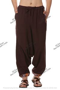 Pantalon de yoga écologique 100% coton pour hommes Taille libre Aladdin High Tribal Nepali Hippy Boho Style Loose Casual Canvas Lightweight - Product Image 3