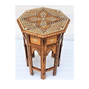 Table basse latérale d'incrustation spéciale d'os d'incrustation de MOP de forme ronde de couleur personnalisée de conception de mariage d'art déco - Product Image 5