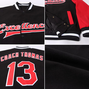 Parche bordado personalizado de alta calidad Vintage Letterman Varsity chaqueta de béisbol para hombres tela de lona mangas de cuero al por mayor - Product Image 2