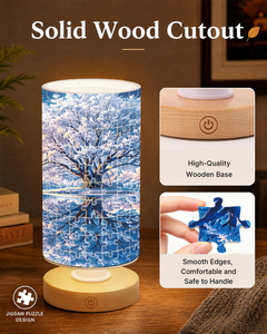 Lampe de table en acrylique Winter Wonderland, style puzzle, cadeau créatif avec base en bois pour décoration - Product Image 6