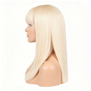 Perruque Lace Front Blonde Lisse en Fibre Synthétique, Ligne de Cheveux Naturelle, Dentelle Transparente, Taille Moyenne - Product Image 5