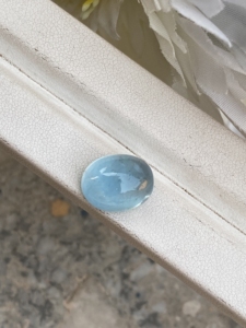 Cabochon aigue-marine naturelle 8.11 carats en vrac pierre précieuse forme ovale blanc bleu couleur bon lustre faisant des bijoux matériel d'émeraude - Product Image 2