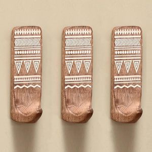 Boho Style Wooden Adhesive <b>Hooks</b> Decorative Sticky <b>Wall</b> <b>Hooks</b> With No Damage Drywall <b>Key</b> Holder and Clothing Hanging Storage - Product Image 1