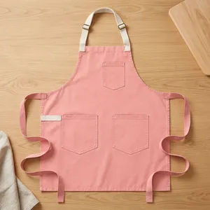 Delantal de Lona Azul Claro sin Mangas con Tres Bolsillos, Tejido, Moderno, Resistente al Agua, Lavable a Máquina, para Cocinar y Uso Diario - Product Image 5