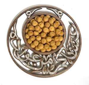 Plato de Madera de Acacia con Incrustaciones de Nácar y Caligrafía Árabe, Plato de Servir Ecológico de Forma Ovalada, Regalo Empresarial - Arte de la India - Product Image 6