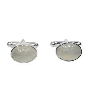 Boutons de manchette faits à la main en argent sterling 925 excellente qualité pierre de lune arc-en-ciel blanche élégante naturelle pour cadeau - Product Image 1