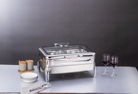 Chauffe-plats rond en acier inoxydable avec couvercle en verre pour buffets de grande capacité, soupes et plats chauffants électriques