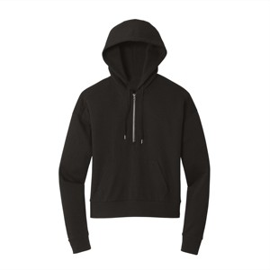 Sudadera con capucha negra con media cremallera para mujer-Sudadera con capucha suave y transpirable con cremallera ajustable, ideal para uso diario y actividades deportivas - Product Image 1