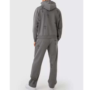 Survêtement personnalisé délavé à l'acide pour hommes Jogging Survêtement à capuche et pantalon de survêtement Grande taille Hiver Adulte Survêtement à impression personnalisée - Product Image 2