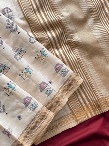 Magnifique Tussar Avec Warli Broderie Saree Femme Fabricant De Mode De Surat Au Taux Le Plus Bas - Product Image 3
