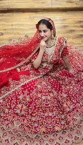 Designer Wedding Wear Lehenga Choli with 4 Meter <b>Flared</b> Faux Fur Embroidery <b>Sequins</b> Work Party - Product Image 2