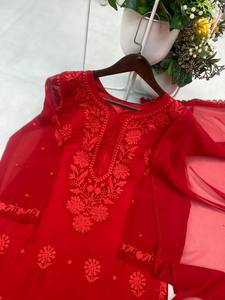 Vestido de fiesta moderno étnico 2022 listo para usar césped Salwar Kameez y gasa Dupatta con bordado Venta de liquidación - Product Image 2