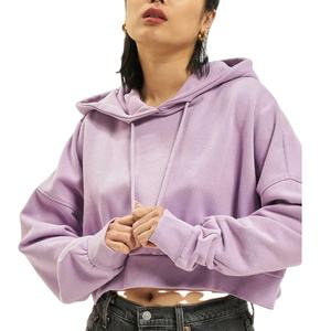 Sudadera Corta con Capucha y Cordón para Mujer, 100% Algodón, de la Mejor Calidad, con Logotipo Personalizado, Estilo Invernal con Hombros Caídos - Product Image 1