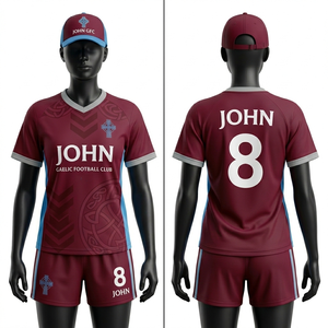 Kit de football gaélique pour femmes en polyester respirant GSM de haute qualité, couleur marron avec panneaux contrastants dorés, sublimation du nom et du numéro - Product Image 5