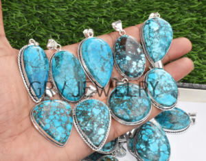 Venta al por mayor Lote Hecho a mano Étnico 925 Plata Esterlina Bohemio Grado Superior Colgantes Magnesita Turquesa Piedra Preciosa Joyería Compromiso - Product Image 3