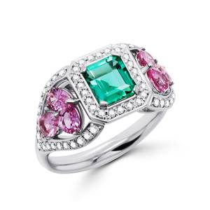 Regal Emerald <span class=keywords><strong>Ruby</strong></span> 14K Rắn Vàng Độc Quyền Thanh Lịch Sang Trọng Nickel-Miễn Phí Vòng Bold Màu Xanh Lá Cây Màu Đỏ Tương Phản Cho Engagement Kỷ Niệm - Product Image 1