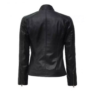 เสื้อแจ็คเก็ตหนังไซส์ใหญ่สำหรับผู้หญิง พร้อมงานปักตกแต่ง บริการ OEM ขายส่งสำหรับสุภาพสตรีและเด็กผู้หญิง ปี 2026 - Product Image 6