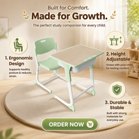 Ensemble de chaises et de tables d'école pour étudiants, économiques, confortables, modernes, réglables, écologiques, en métal, pour une utilisation en classe