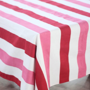 Nappe en coton rayée rouge, rose et blanche, nappe indienne, nappe à motif rayé - Product Image 6
