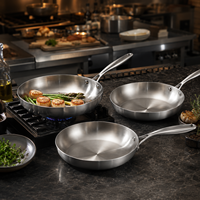 Ensemble de poêles à frire antiadhésives en acier inoxydable 3 plis 18/10, wok, poêle à frire, poêle à frire pour cuisinière à induction et usage domestique