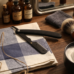 MORGANS INDUSTRIES Straight Razor Stainless Steel <b>Blade</b> Stainless Steel Handle Non-Disposable Single <b>Blade</b> for Face Shaving - Product Image 1