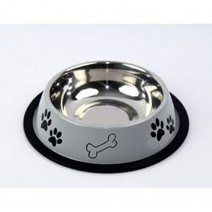 Gamelle pour chien et chat en mélamine avec coque extérieure noire et blanche moderne et bol intérieur amovible en acier inoxydable - Product Image 4