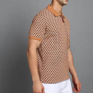 Hombres de algodón 100% de alta calidad para Polos Logotipo personalizado Impreso Diseño de rayas Cuello vuelto Patrón sólido Tela de lona - Product Image 6