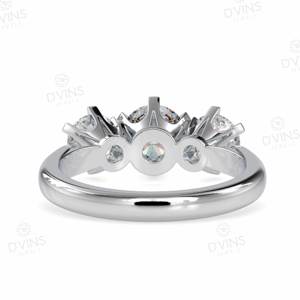 Anillo de compromiso de diamante solitario de 3 piedras Forma redonda Solitario Oro VVS Anillo de boda de compromiso de diamante natural Fiestas de 14K - Product Image 4