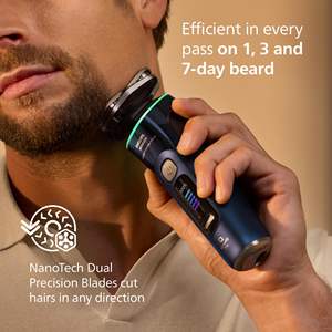 Tondeuse de Précision à Trois Lames, Rasoir Électrique Sans Fil Humide/Sec avec Technologie Sense, Rasoir Rotatif Étanche IPX7 Lavable - Product Image 6