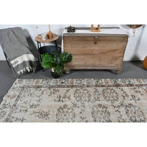 Vintage Classic Tabriz Style Turkish Rug 4ft X 8.7ft Handmade <b>Wool</b> Beige <b>Brown</b> Patchwork Pattern Latex Backing for Teen Living - Product Image 2