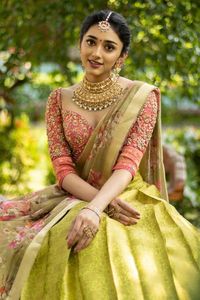 Indiase Traditionele Kleding Kanjiveram Zijde Pure Zari <span class=keywords><strong>Half</strong></span> Lehenga <span class=keywords><strong>Saree</strong></span> Van Indiase Leverancier En Exporteur