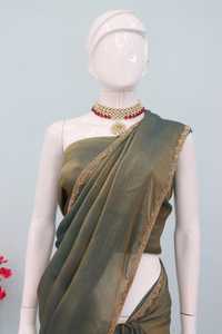 Sari de Chifón Exclusivo y Premium con Bordado Intenso y Borde de Encaje Moti, Suministro Mundial desde India - Product Image 5