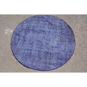 Tapis turc vintage en laine bleue de 4,4 pieds x 4,4 pieds, motif patchwork fait à la main pour salon chambre à coucher, latex Tabriz classique pour adolescents - Product Image 2