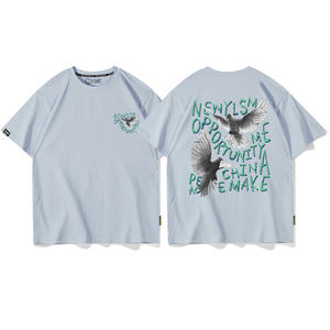 เสื้อยืดโอเวอร์ไซส์สำหรับผู้ชายผ้าถักจาก100% พิมพ์ลายไหล่ทำจากผ้าฝ้ายสั่งตัดตามแบบได้ - Product Image 6