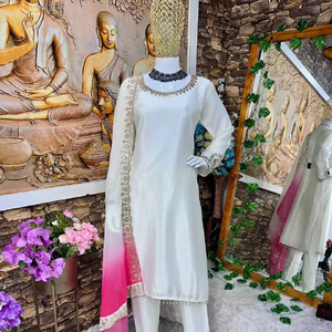 DESIGNER PARTY WEAR <b>KURTI</b> AND PANT WITH FANCY DUPPATA - Product Image 1