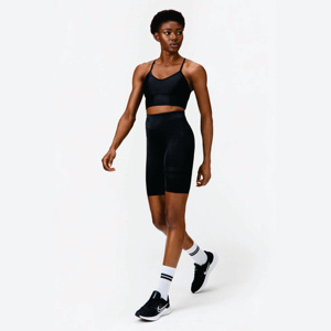 กางเกงปั่นจักรยานขาสั้นเอวสูงแบบพับมีกระเป๋าด้านหลังผ้ามันวาว85% 15% โพลีอะไมด์อีลาสเทนสีดำมันวาว - Product Image 6