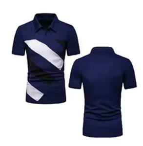 T-shirt polo manches courtes pour homme Logo personnalisable Motif solide Tissu en toile - Product Image 2