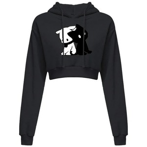 ผู้หญิงCrop Top HoodieลําลองแขนยาวHoodedสั้นเซ็กซี่พิมพ์Cropเสื้อกันหนาว 10 สีPullover Tops