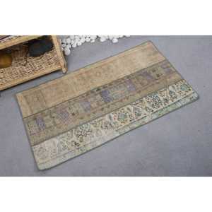 พรมขนาด 1.9x3.4 ฟุต, พรมตุรกีโบราณ, พรมขนสัตว์สีเบจ - Product Image 2