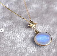 Collier de fête en pierre de lune naturelle grand collier pendentif rond en argent sterling 925 plaqué or collier à breloques en forme d'étoile du nord