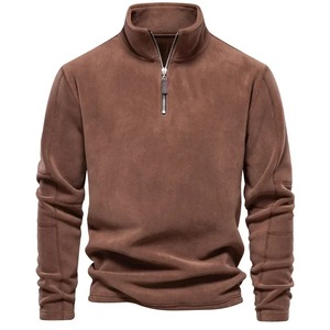Sudadera de moda de alta calidad para hombre de otoño e invierno, cuello levantado, media cremallera, manga larga, Sudadera con capucha, anticontracción, tejido sólido de talla grande - Product Image 5