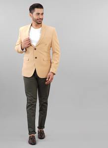 Blazer y Abrigo Formal Color Camel para Hombre en Oferta, Ideal para Reuniones de Negocios, Bodas, Fiestas y Eventos Profesionales, Disponible para la Venta - Product Image 2