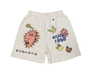 Pantalones cortos de algodón de peso pesado Vintage para hombre, patrón de verano, estampado informal, diseño sólido, tela polar, logotipos, bolsillos - Product Image 4