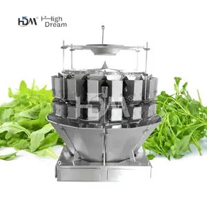 IP66 WashDown 350g Vegetables Salad Lettuce 14 Head 5.5L Large Volume Multihead Weigher Bag Packing Machine